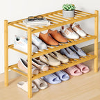 Smiry Bamboo Shoe Rack for Closet, 3 Tier Wooden Stackable Shoe Organizer, Free Standing Shoes Storage Shelf for Entryway, Fr