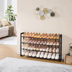 FAVOOSTY 4-Tier Expandable Shoe Rack, Adjustable Shoe Shelf Storage Organizer Space Saving Metal Free Standing Shoe Rack for 