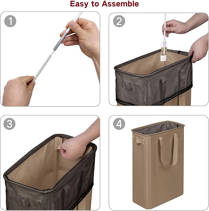efluky Slim Laundry Basket, Narrow Laundry Hamper with Handles, Collapsible Dirty Clothes Hamper, Tall Laundry Bin for Laundr