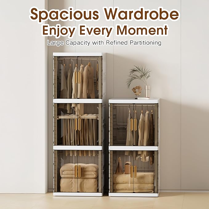 SunSettler Collapsible Wardrobe Closet, Large Collapsible Plastic Wardrobe with Wheels, Foldable Clothes Storage Cabinet (2 L