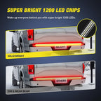 Nilight Truck Tailgate Light Strip 60" Aluminum FrameTriple Row Light Bar 1200 LED w/ Red Running Brake White Reverse Light Red Sequential Turn Signal