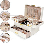 Dajasan Jewelry Organizer Box, Large Jewelry Boxes for Women Girls, Space-Saving 3 Layers Jewelry Storage Case with Drawer, M