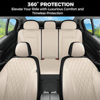 FLORICH Car Seat Covers Full Set, Leather Seat Covers for Cars, Waterproof Car Seat Protector Breathable, Universal Automotiv