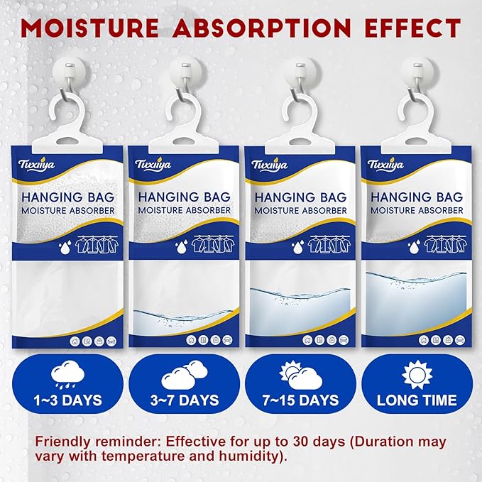 Moisture Absorbers 20 Pack,Hanging Closet Dehumidifier Bags,Moisture Absorbing Bags, Desiccant,Moisture Absorbing Bags for Cl