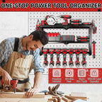 Power Tool Organizer Wall Mount, 150Lbs 3 Layer Metal Tool Storage Rack with 7 Cordless Drill Holder Heavy Duty, Battery Dril