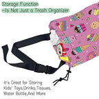 Sweets Ice Cream Car Garbage Bag,Kawaii Dessert Waterproof Small Car Trash Bag Hanging Back of Seat,Drawstring Hanging Car Trash Bag with Adjustable Buckle for Car Accessories