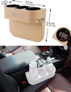 Car Seat Organizer Cup Drink Holders,Multifunctional Gap Filler Storage Box,Insert Organization Helps Reduce Distracted Driving&Holds Phone Mount Mug Bottle Cellphone Coaster Wallet Card (XBD-Beige)