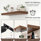 Floating Shelves for Wall, 40" W x 12" D x 2" H, 1 Pack of Long Wall Mounted Engineered Wood Shelves with Invisible Brackets 