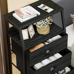 Furnulem Black Dresser with 5 Drawers, Vertical Storage Tower Fabric Dresser for Bedroom, Hallway, Entryway, Nursery, Closet 