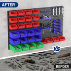 WORKPRO Pegboard Organizer Wall Mounted, 44PC Tool Storage Rack with Bins and Hooks, Peg Board Wall Organizer for Garage Orga