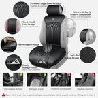 CAR PASS Car Seat Protector, Sideless Seat Covers for Cars, All Season Waterproof Nappa Leather Breathable Front Seats Cushio