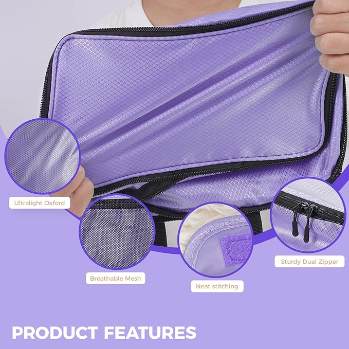 8-Piece Compression Packing Cubes for Travel, Elegant Ultralight Luggage Organizer Set for Women, Space Saving for Carry-On, 