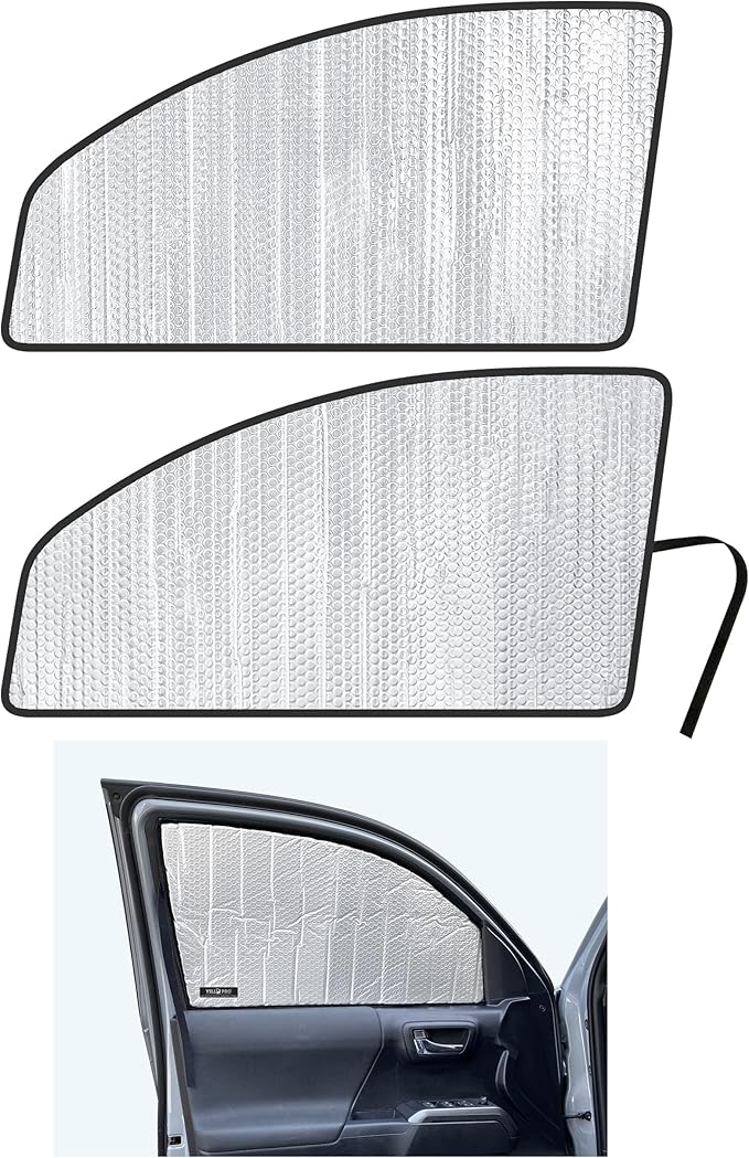 YelloPro Side Window Front Seat Reflective Sunshade Custom Fit for 2016 2017 2018 2019 2020 2021 2022 2023 Toyota Tacoma, TRD Off-Road, SR, SR5, TRD Sport, TRD Pro, Limited 2Dr 4Dr Accessories (2pcs)
