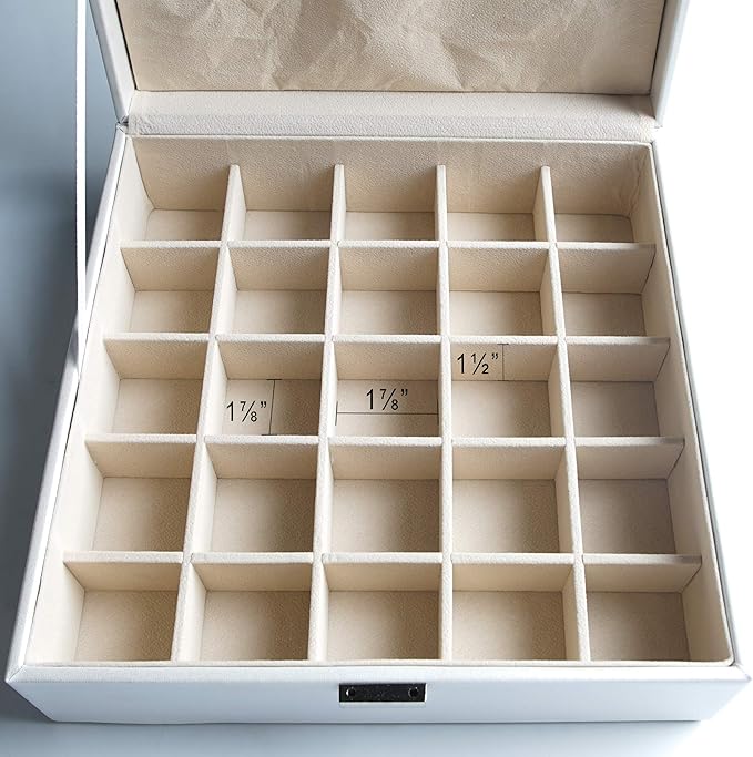 Frebeauty Earring Organizer Classic Jewelry Box 50 Slots Double Layer Jewelry Storage Case with 6 Necklace Hook and Bracelet 