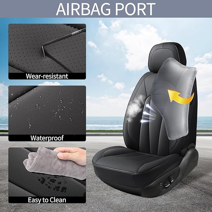 Front Car Seat Covers,Waterproof Leather Car Seat Covers,Comfortable Automotive Seat Protecor Covers,Luxury Breathable Seat C