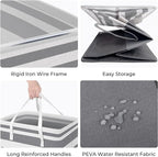 HomeHacks 4-Pack Large Laundry Basket, Waterproof, Freestanding Laundry Hamper, Collapsible Tall Clothes Hamper with Extended