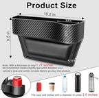 Car Seat Gap Filler, Premium Leather Car Seat Gap Filler Organizer with Cup Holder, Car Seat Organizer with Two Seat Hooks, Can Hold Cell Phone, Keys, Cards, Canned Drinks - 2 Pack, Black
