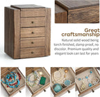 Meangood Jewelry Box Wood for Wowen, 5-Layer Large Organizer Box with Mirror & 4 Drawers for Rings, Earrings, Necklaces, Waln