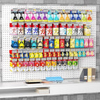 Peg Board, 6PCS Metal Pegboard, Heavy Duty pegboard Wall Organizer with Frame. White pegboard for Walls, Garage, Workbench, C