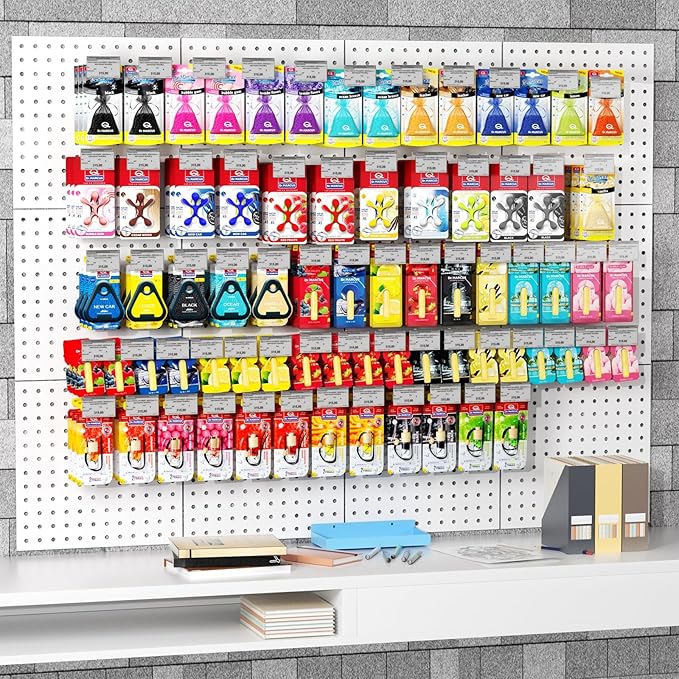 Peg Board, 6PCS Metal Pegboard, Heavy Duty pegboard Wall Organizer with Frame. White pegboard for Walls, Garage, Workbench, C