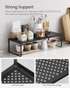 SONGMICS Spice Racks, Set of 2 Expandable Kitchen Countertop Shelves, Small Cupboard Organizers, Metal, Space-Saving Tabletop