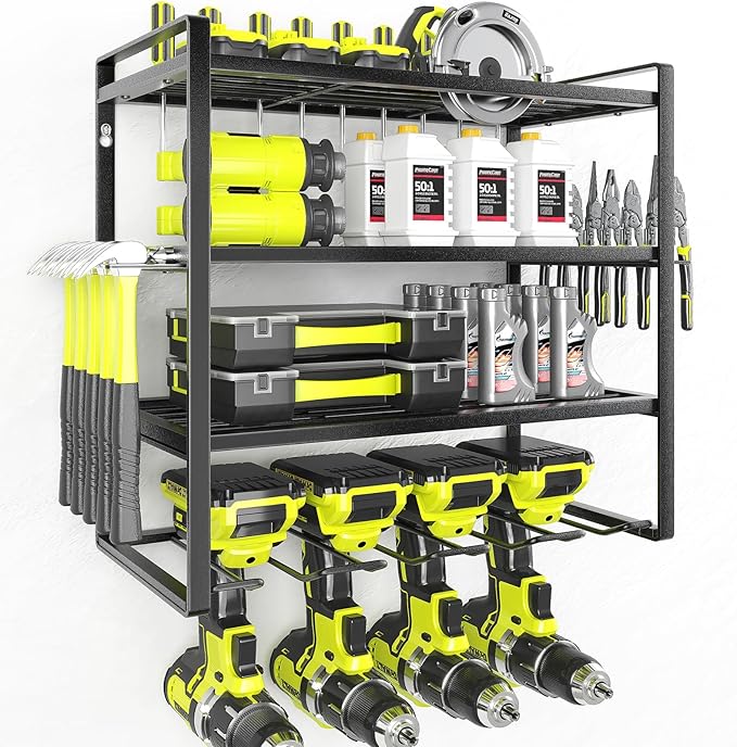 KAFAHOM Power Tool Organizer, Garage Tool Organizers and Storage,Drill Holder Wall Mount, Storage Rack for Cordless Drill, He