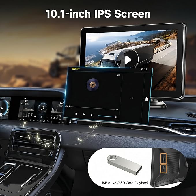 4 Channel 10.1 Inch Touch Screen Backup Camera Systerm for RV, Blind Spot Detection Backup Camera for Trucks, Pickups, Cars, 