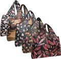 allydrew Large Foldable Tote Nylon Reusable Grocery Bags, 5 Pack