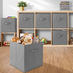 Casafield Set of 6 Collapsible Fabric Cube Storage Bins, Gray - 13" Foldable Cloth Baskets for Shelves, Cubby Organizers & Mo