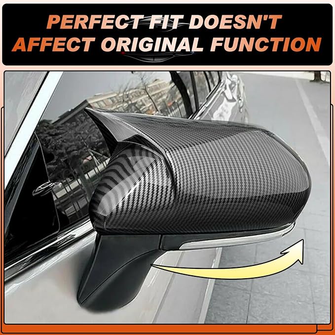 ACLONG Carbon Fiber Mirror Cover Caps Fit for Toyota Camry 2018 2019 2020 2021 2022 2023 2024 2025- Rearview Side Mirror Covers-Ox Horn Design, Left Driver Side & Right Passenger Side,1 Pair