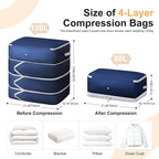 Comforter Storage Bag - Large Capacity Blanket Storage Bags 4-Layer Ultra Space Saving Self Compression Organizer, Washable C