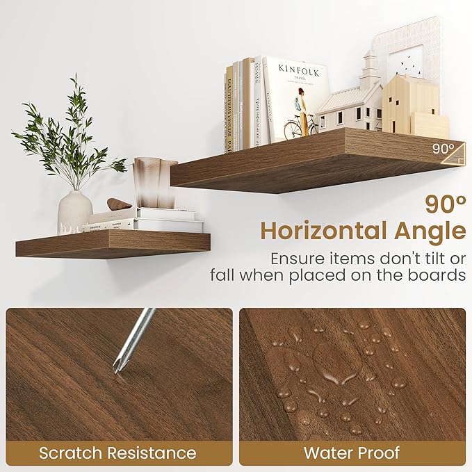 55"W x 9.3"D Floating Shelves for Wall, Wall Mounted Bathroom Shelves 2 Pack Deep Floating Shelf for Bedroom Kitchen Living R