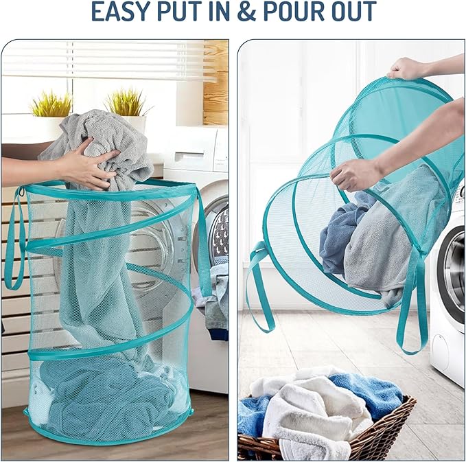 Seiritex Mesh Popup Laundry Hamper 115L Collapsible Laundry Basket No Lid Extra Large Capacity Foldable Clothing Storage Bask