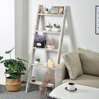 Rustic 5-Tier Wall-Leaning Wood Loadder Towel Racks for Bathroom Livingroom Kithen Office Woden Farmhouse Ladder-Style Blanke