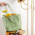 KALIDI BeachNylon Mesh Tote Bag, Casual Tote Bag Hobo Women Foldable MAX 23L Shoulder Bag For Beach Picnic Vacation