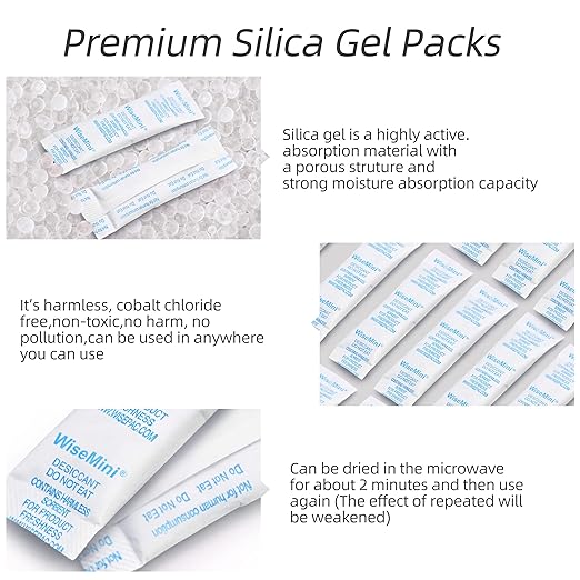60 Packs 5 Gram Premium Silica Gel Packets, Food Safe Desiccant Packs, Moisture Absorption for Storage