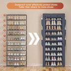 OYREL Shoes Rack 10 Tier Tall Shoe Rack with Storage Pockets, Fabric Covered Shoe Racks,Metal Shoes Rack Organizer for Closet
