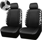 CAR PASS Cow Diamond Leather Bling Car Seat Covers Universal, Faux Shining Rhinestones Two Front only, Fit 95% Automotive Glitter Crystal Sparkle Strips for Cute Women Girl, 2PCS Cow Silver Diamond