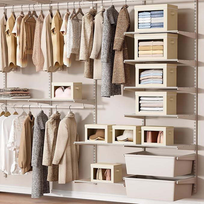 Homsorout Storage Bins with Lids - Small Fabric Organizers with Window, Collapsible Storage Bins for Clothes, Decorative Clos