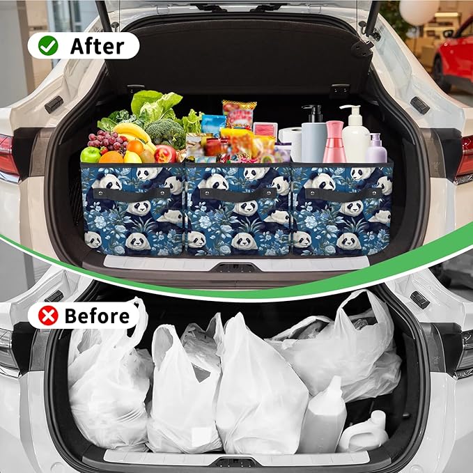 Reusable Grocery Bags Heavy Duty Shopping Bags Foldable Large Tote Bags with Long Handles & Hard Bottom