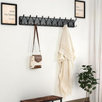 Dseap Coat Rack Wall - Heavy-Duty 38-1/4" Long, with Reinforced 10 Custom Tri-Hooks, Solid Wood Wall Hanger for Coats Hat Jac