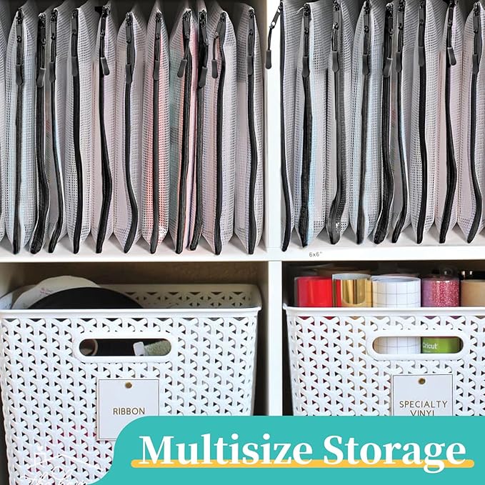 A5 Mesh Zipper Pouch, 24 Pack 9.4" x 6.9" Plastic Zipper Pouches for Organizing, Multipurpose Waterproof Zipper Bags for Trav
