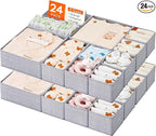 Lifewit Nursery Drawer Organizer for Clothes 24 Pack, Certified Child-safe Dresser Drawer Divider Storage Bins, Foldable Clot