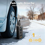 Tire Inflator Portable Air Compressor - 4X Faster 160 PSI Portable Air Pump for Cars - Cordless Tire Inflators with Gauge - Portable Tire Inflator for Car, Pickup, Bike and More