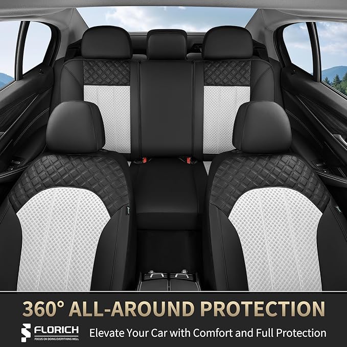 FLORICH Car Seat Cover Front Seats Breathable Mesh Leather Front Seat Covers 2 Pack Auto Seat Cover Airbag Compatible Driver 