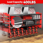 POKIPO Large Power Tool Organizer Wall Mount with Charging Station,4 Layer Heavy Duty Metal Tool Storage Shelf Loads 600lbs,B