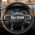 West Llama Customized Auto Car Steering Wheel Cover for Dodge RAM 1500 2500 3500, 15.5-16 inch (Dark Brown - Large Size)