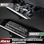 AMM 9-Piece Socket Organizer, 1/2 inch, 3/8 inch and 1/4 inch Drive ABS Tools-Black Socket Holder,Heavy Duty Socket Racks, Pr