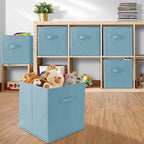 Casafield Set of 6 Collapsible Fabric Cube Storage Bins, Baby Blue - 13" Foldable Cloth Baskets for Shelves, Cubby Organizers