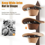 Cinati Cowboy Hat Rack, Cowboy Hat Holder Wall Mount Holds up to 4 Hats, Wooden Western Rustic Metal Cowboy Hat Hanger with A